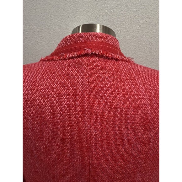 Kasper Tweed Pink 2pc Skirt Suit Frayed Trim Single Breasted Blazer Petite 10P - Picture 10 of 16